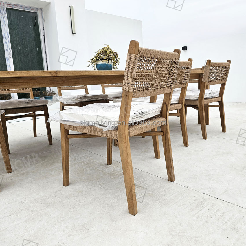 2025 Luxury Modern Teak Wood Outdoor Dining Table and Chair Set 6 8 10 Seat Foldable for Patio Garden Hotel Park Entry