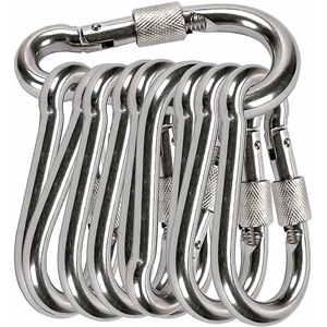 Mosquetón de acero inoxidable, paquete de 10 ganchos de seguridad con cierre para escalada, montañismo al aire libre, conexión y aseguramiento de equipos - Product Image 1