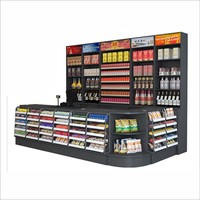 Meuble de rangement et présentoir personnalisable en bois pour alcool et tabac, idéal pour les magasins de proximité, supermarchés et centres commerciaux