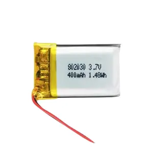 Fabriek Oplaadbare Li Polymeer Batterij 802030 3.7V 400Mah Batterij Voor Luidspreker Hoge Kwaliteit