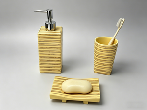 Ensemble d'accessoires <span class=keywords><strong>de</strong></span> <span class=keywords><strong>salle</strong></span> <span class=keywords><strong>de</strong></span> <span class=keywords><strong>bain</strong></span> <span class=keywords><strong>en</strong></span> résine imitation <span class=keywords><strong>bambou</strong></span> jaune rayé, distributeur <span class=keywords><strong>de</strong></span> savon, gobelet, porte-savon pour la décoration <span class=keywords><strong>de</strong></span> la <span class=keywords><strong>salle</strong></span> <span class=keywords><strong>de</strong></span> <span class=keywords><strong>bain</strong></span> à domicile - Product Image 2