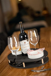 Sofá de madera maciza personalizado Snack Butler organizador y portabotellas sofá de bambú bandeja de comida titular - Product Image 2