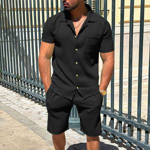 Men's <strong>Tracksuits</strong> <strong>Classic</strong> Two Piece Sets Men Casual Button Lapel Short Sleeve Shirts and ShortsStyle Suits Mens Clothing Summer - Product Image 3