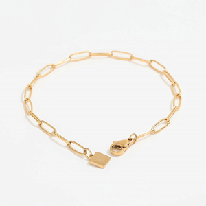 <span class=keywords><strong>Pulsera</strong></span> de cadena de eslabones de papel de alta gama, <span class=keywords><strong>pulsera</strong></span> <span class=keywords><strong>con</strong></span> dijes, <span class=keywords><strong>pulsera</strong></span> de acero inoxidable chapada en oro de 18 quilates - Product Image 1