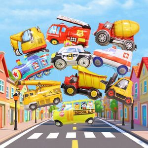 Ballons en aluminium en gros en forme de véhicules : avion, voiture de <span class=keywords><strong>police</strong></span>, excavatrice, camion à benne basculante, grue – Ballons jouets pour enfants - Product Image 1