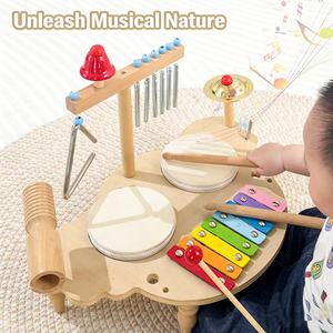 Mesa Musical Multifuncional de Madera para Niños, con Tambor, Piano y Percusión Orff, Juguete Educativo - Product Image 4
