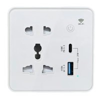 Enchufe Inteligente WiFi Tuya con USB Tipo-C, Carga Rápida, Monitoreo de Energía, Alcance de 5m, Sistema de Hogar Inteligente, Compatible con Alexa y Google Home, 13A 240V
