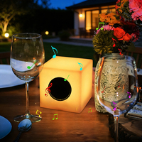 Lampe de table LED en forme de cube avec haut-parleur, lumières décoratives LED, lampes de nuit, lampe musicale, haut-parleur cube, haut-parleur musical pour le camping et les fêtes