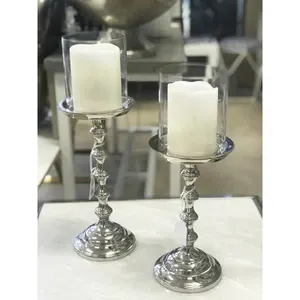 Bougeoir élégant avec votive en verre pour le décor de centres de table de mariage 2024 dernier candélabre avec votive en cristal