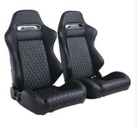 Sièges de voiture de course JBR1035red en daim noir universel et cuir PVC rouge, avec réglage simple et double rail