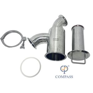 DN50 Acero Inoxidable Sanitario de Grado Alimenticio SS316L Sanitaria Tri Clamp Colador sin Retención Codo Tipo Y Filtro con Perforado - Product Image 3