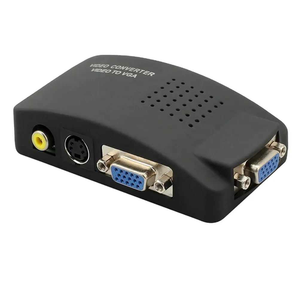 Komposit S-Video BNC Cvbs RCA AV Ke VGA Out Monitor Video Adaptor Konverter untuk Monitor
