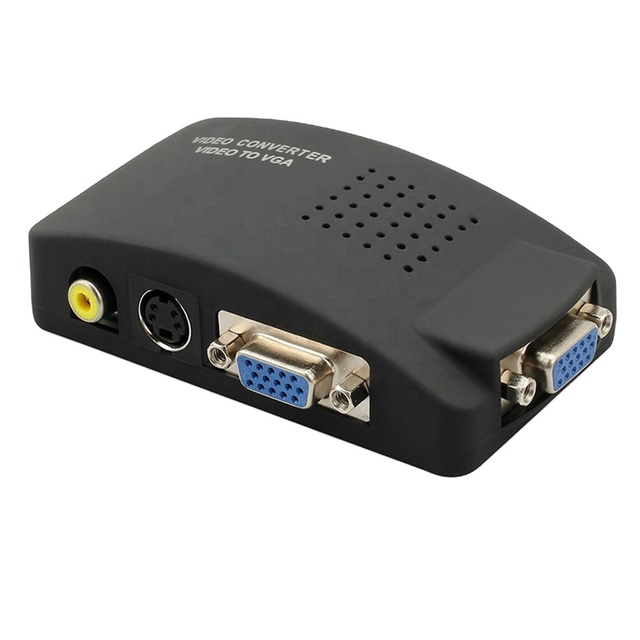 Composite S-Video BNC Cvbs RCA AV in to VGA Out Video Monitor Adapter Converter for Monitor