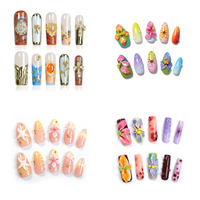 Faux ongles en acrylique rose de haute qualité, faits à la main, avec poudre miroir 3D, motif étoile et fleur, à presser, vente en gros, design pour filles