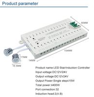 Nouveau Contrôleur Intelligent de Lumières LED pour Escaliers 2026 DC12-24V avec Variateur d'Intensité, 32 Étapes, Capteur de Mouvement PIR pour Marches d'Escalier