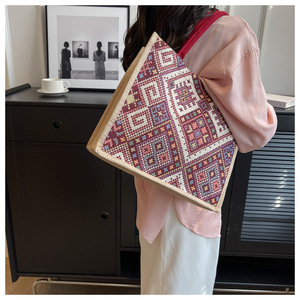 Borsa a Tracolla in Tela Grande Capacità Nuova Moda Etnica Stile Retrò Europeo Americano Borsa Tote Quotidiana per Studenti - Product Image 6