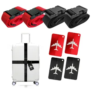 MU Hot sale Nylon travel luggage belt strap set with luggage tag