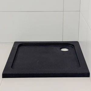 Bak Mandi Akrilik Hitam Modern Persegi Anti-Selip dan Pancuran - Product Image 1