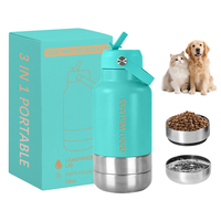 Bouteille d'eau de voyage pour chien avec bol, logo personnalisé, 32 oz, double paroi en acier inoxydable, isolée, 3 en 1
