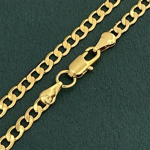 Atacado: Colar de Corrente Elo Cubano Plano Banhado a Ouro 24K em Latão para Homens e Mulheres – Joias da Moda por Atacado - Product Image 2