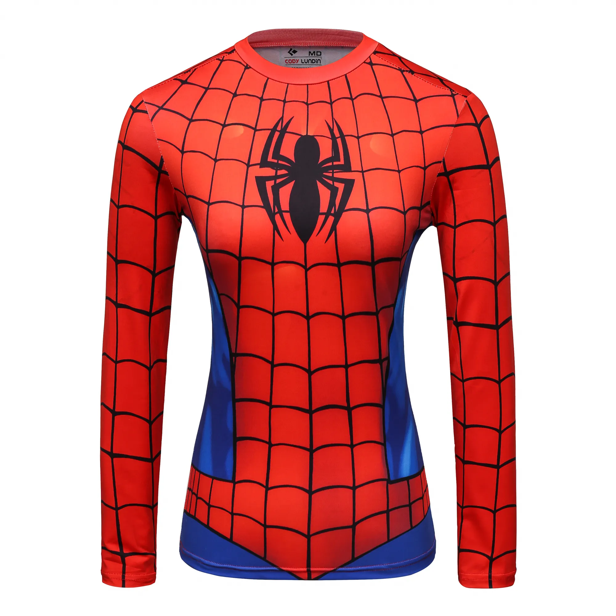 Cody Lundin Baju Superhero Olahraga Wanita, Baju Lengan Pendek Kompresi Spiderman