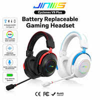 Casque de jeu sans fil JINMS V9 PLUS avec micro, batterie amovible, circum-auriculaire, 4 modes, avec garantie, OEM/ODM, logo personnalisé