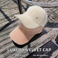 Casquette de baseball en velours pelucheux épais et chaud pour l'hiver, unisexe, réglable, broderie 3D, garniture en fourrure de vison de luxe, chapeau tendance