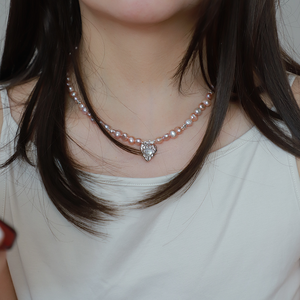 Nuevo Collar de Plata de Ley S925 con Colgante de Amor de Plata Rota y Perla Natural - Product Image 2