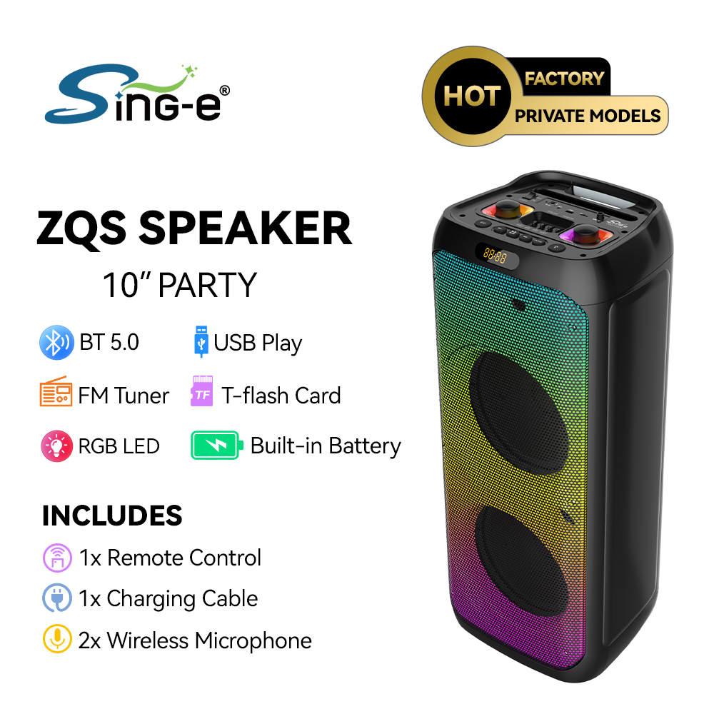 SING-E ZQS10208 Home Wireless Speakers - Double 8-Inch Party