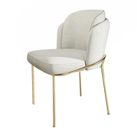 Chaise de salle à manger moderne et simple avec pieds en métal, revêtement en velours, coussin d'assise et dossier, mobilier de maison de loisirs, chaise de restaurant