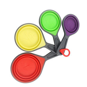 Ensemble de 8 tasses et cuillères à mesurer pliables réglables en silicone de qualité alimentaire, colorées - Product Image 6