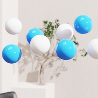 Boule de plafond sphérique bleue ciel creuse en acier inoxydable Décoration murale boule réfléchissante Vitrine Art déco Boule colorée pour la décoration intérieure