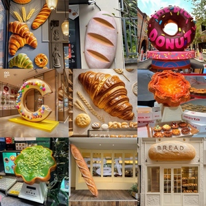 Grande sculpture d'arche <span class=keywords><strong>en</strong></span> résine réaliste <span class=keywords><strong>en</strong></span> forme de beignet, qualité commerciale, décoration de <span class=keywords><strong>boulangerie</strong></span>, statue alimentaire surdimensionnée personnalisable, modèle pour boutique et centre commercial - Product Image 5