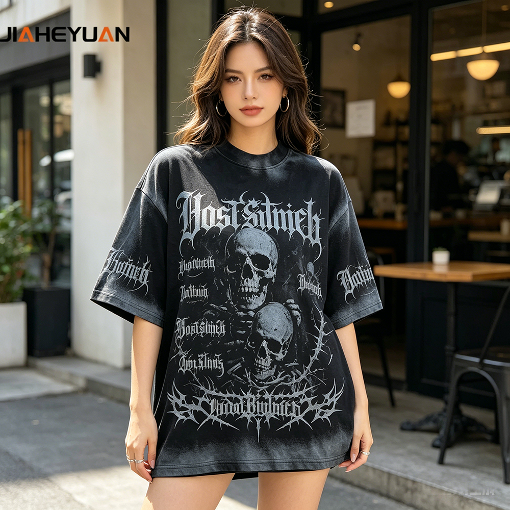 Unisex Heavyweight Cotton T-Shirt Acid Wash Spray Wash Vintage Wash Distressed Brushing Sanding Oversized Streetwear Tee