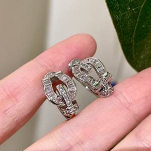 Boucles d'oreilles fines à clipser en argent 925, zircone ronde taille brillant, forme de cadenas, pour femme, luxe, usage quotidien - Product Image 2