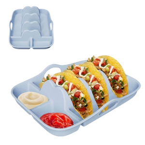 Plato de Silicona para <span class=keywords><strong>Tacos</strong></span> con Divisiones, Bandeja para Servir con Separaciones, Capacidad para 3 <span class=keywords><strong>Tacos</strong></span> con Salsas, Apto para <span class=keywords><strong>Tacos</strong></span> - Product Image 4