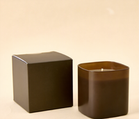 Contenants de bougies personnalisés à étiquette privée, pots en verre carrés ambrés vides de 8 oz avec couvercles, pots à bougies de luxe