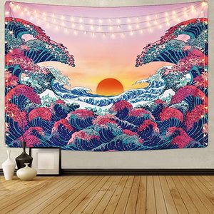 Tapisseries murales de haute qualité personnalisées avec motif de vague océanique, <span class=keywords><strong>tapisserie</strong></span> de coucher de soleil, décorations pour la maison, pour la chambre, 51 x 59 pouces - Product Image 3