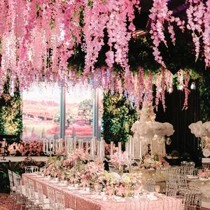 Guirlande de glycine artificielle en soie 1 pièce Fleurs suspendues pour arche de mariage Jardin de maison Mur Intérieur Extérieur - Product Image 3