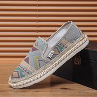 Sepatu Espadrilles Kasual Pria Kanvas Datar Atas TY Printing