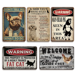 Plaque en métal humoristique avec règles pour animaux de compagnie, Shih Tzu, chat gras, avertissement, règles de la maison, plaque humoristique pour les amoureux des chiens et des chats - Product Image 1
