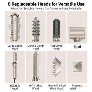 เครื่องจัดแต่งทรงผม 8 in 1 ความเร็วสูง อุปกรณ์จัดแต่งทรงผมมืออาชีพแบบมัลติฟังก์ชั่น สำหรับการดัด<span class=keywords><strong>ผม</strong></span> เพิ่มวอลลุ่ม <span class=keywords><strong>ยืด</strong></span><span class=keywords><strong>ผม</strong></span> และจัดแต่งทรง - Product Image 4
