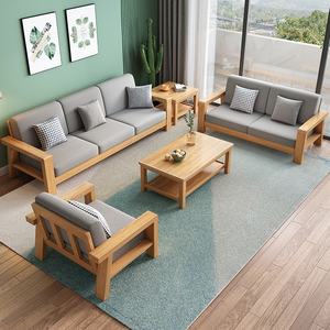 Nordic Modern Modular Schnitts ofa Kleine Wohnung Wohnzimmer Massivholz Schwamm Füllung Stoff bezug - Product Image 2