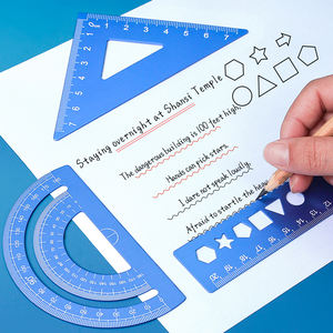 <span class=keywords><strong>Set</strong></span> Geometri Matematika dari Paduan Aluminium 4pcs Penggaris Logam Segitiga Siku-siku Busur Derajat Alat Tulis Sekolah Siswa Gambar Teknik Logo KustomOEM - Product Image 6