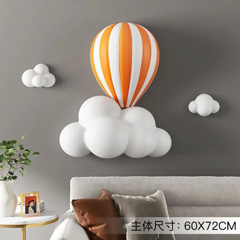 Özelleştirilmiş OEM ODM 3 renkler Modern duvar sanat ev dekorasyonu fiberglas reçine balon bulut heykel