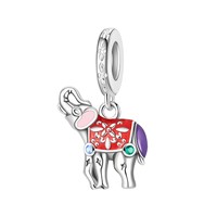 Accessoires de mode en gros Bracelet de perles en cuivre plaqué argent Zircon Pendentif à breloque en gros-Animal Éléphant Chat pour les fêtes