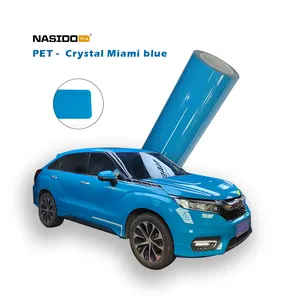 NASDO 블루 PET 비닐 카모 자동차 랩 재고 안티 스크래치 광택 자동차 필름에 대한 색상 변경