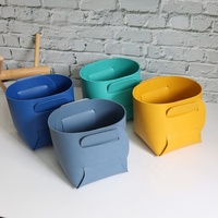 Panier de rangement pliable en cuir PU tendance, panier de rangement de bureau en similicuir de haute qualité