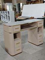 Station de manucure moderne de luxe en bois et marbre avec collecteur de poussière pour salon de manucure
