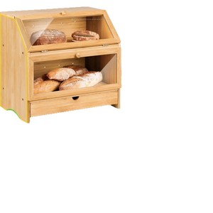 Caja de pan de madera Qixiang de doble capa con puerta de vidrio para uso en la cocina - Product Image 3